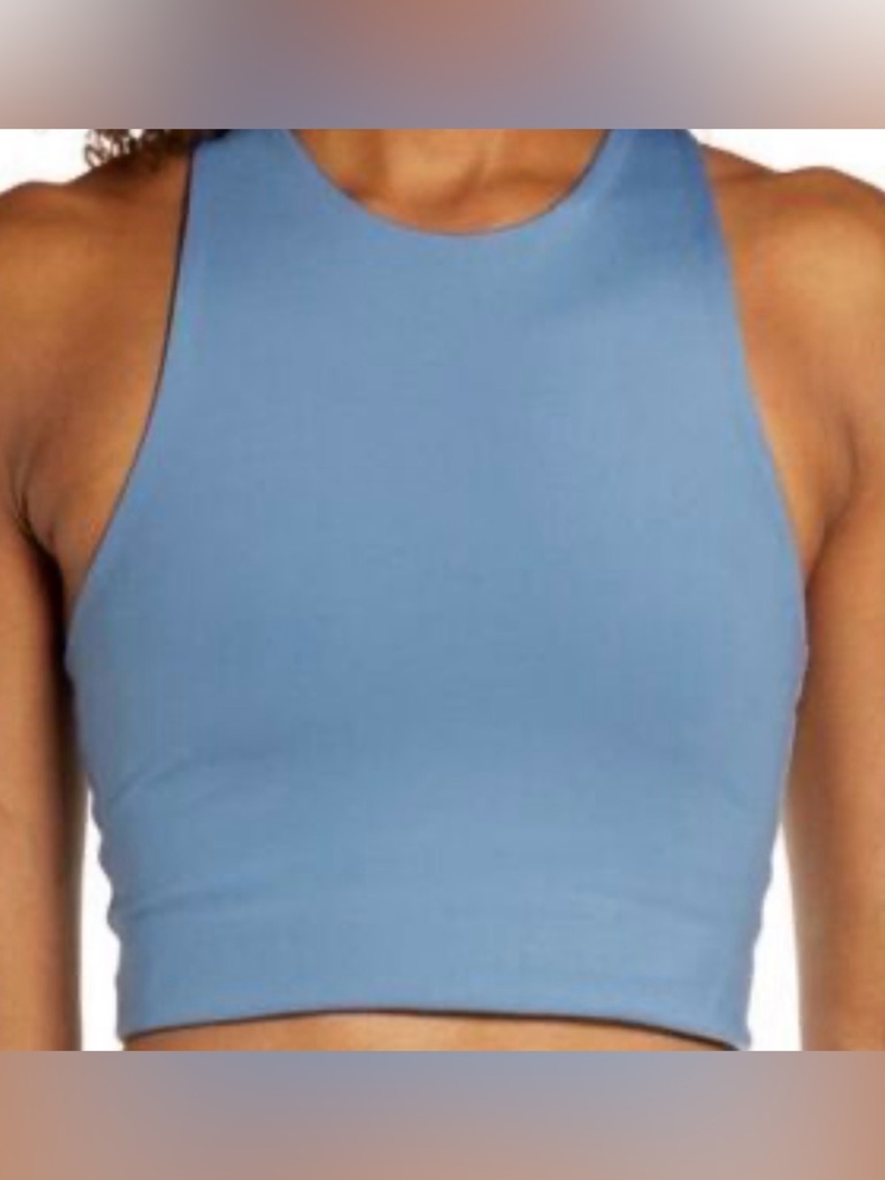 Girlfriend Collective Harriet High Neck Longline Bra Blue S NWT